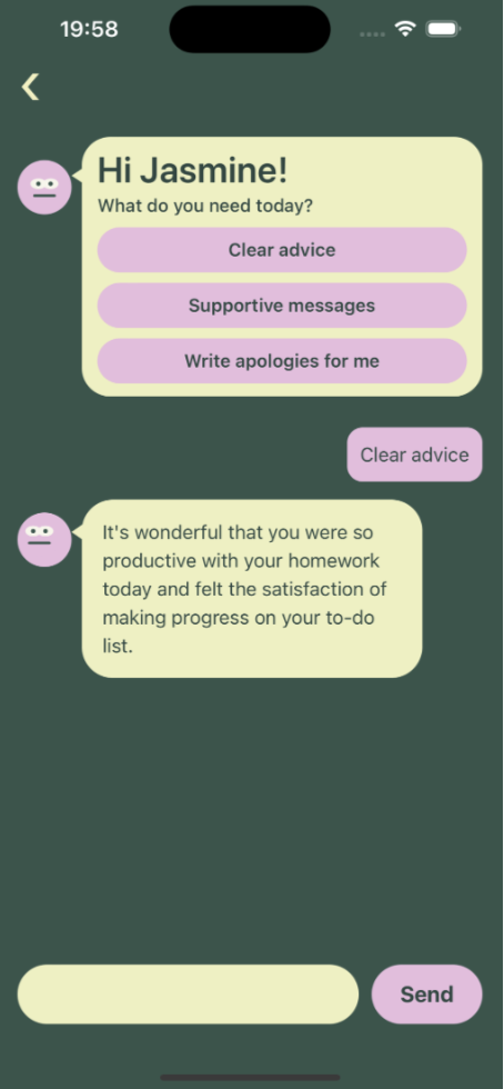 MYOO AI chat screen