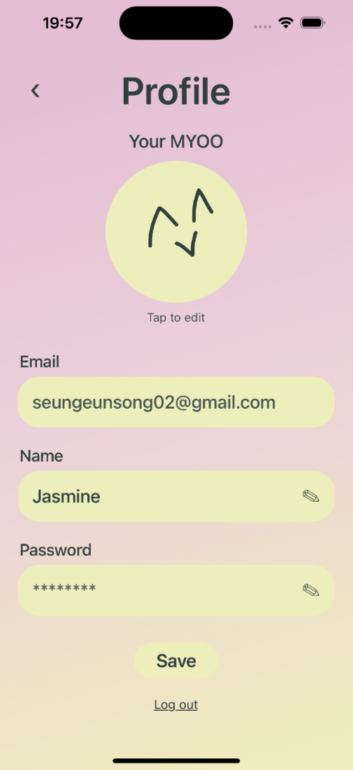 MYOO profile screen